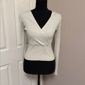 Pink Rose Metallic Knit Wrap Top